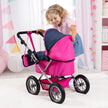 Bayer Design Dolls Pram Trendy - Hot Pink and Navy Blue, Butterfly