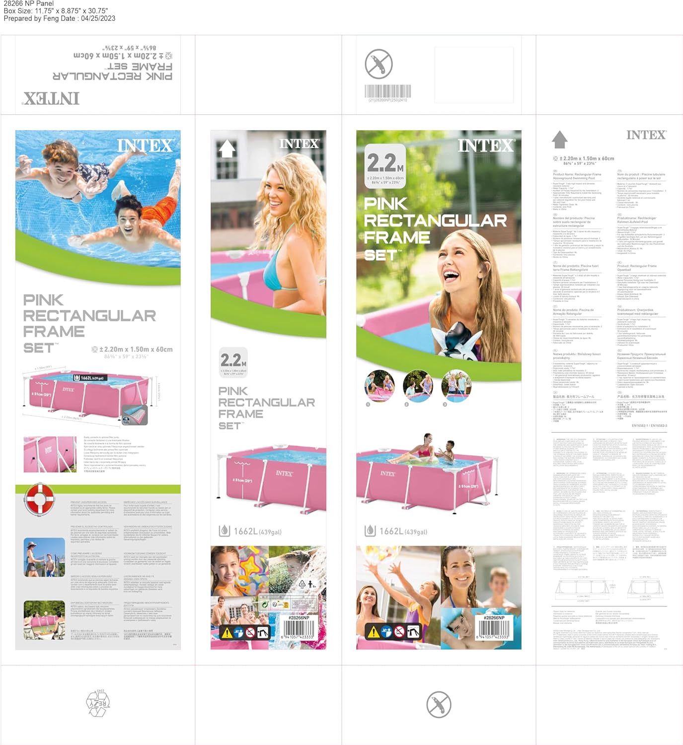 Intex Pink Rectangular Frame Pool Set 2.2mx1.5m 28266