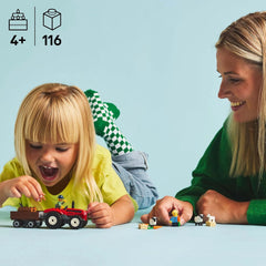 LEGO City Red Farm Tractor with Trailer & Sheep – 116-Piece Animal Playset for Kids 4+ (Model 60461)
