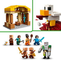 LEGO Minecraft The Ghast Balloon Village Attack Building Set – 21273, Steve’s House, Iron Golem & 4 Minifigures, 555 Pieces, Ages 10+ - Colorland Toys