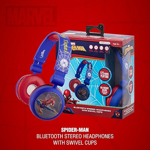 Marvel Spiderman Bluetooth Headphones With Swivel Cups MV-9966-SM2