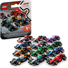 LEGO Minifigures F1 Collectible Race Car Mystery Box (71049) – 1 of 12 Mini Formula 1 Models with Driver Helmet & Moving Wheels