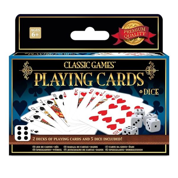 Ambassador Classic Games - 2 Decks Playing Cards & 5 Dice ST041