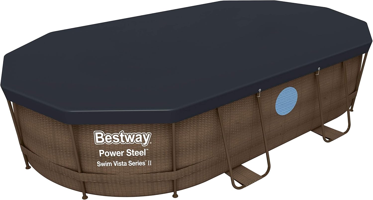 Bestway Oval Above Ground Pool With Swim Vista Porthole 5.49mx2.74mx1.22m 56716 - Colorland Toys