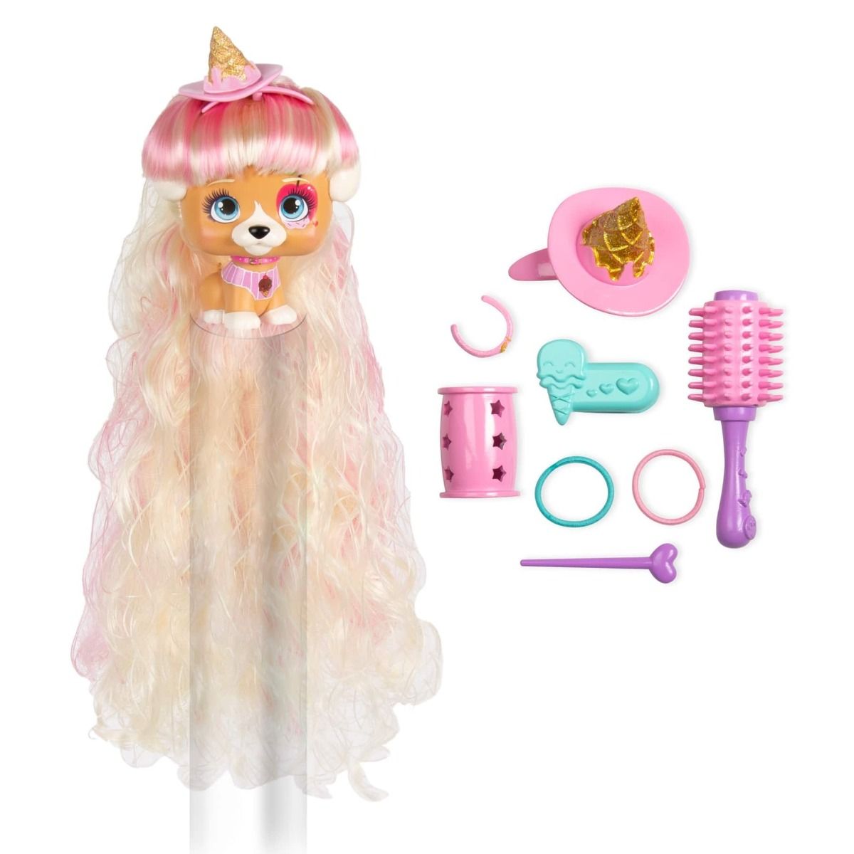 VIP Pets S1 Mousse Bottle Surprise Hair Reveal Doll Assorted 711709 - Colorland Toys