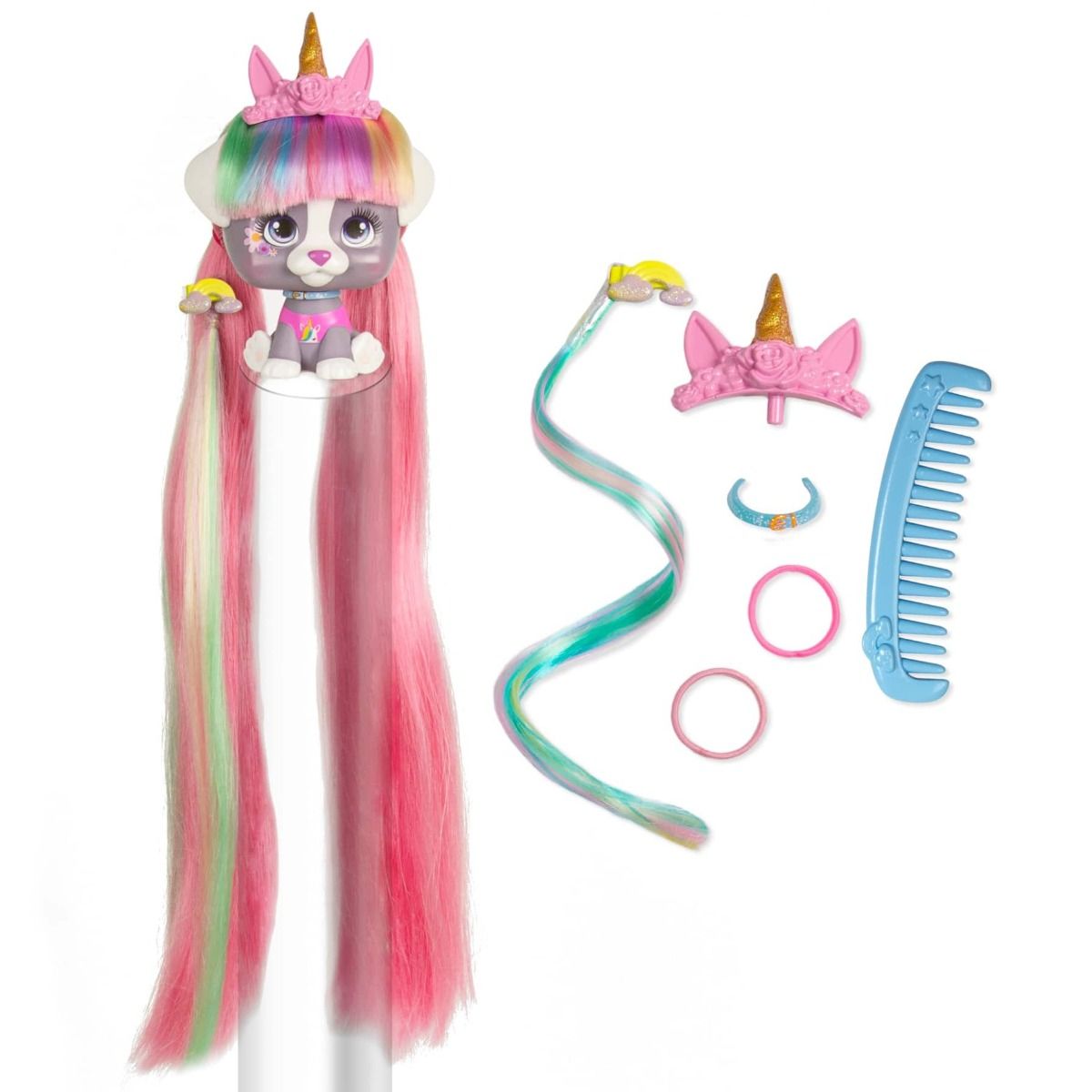 VIP Pets S1 Mousse Bottle Surprise Hair Reveal Doll Assorted 711709 - Colorland Toys