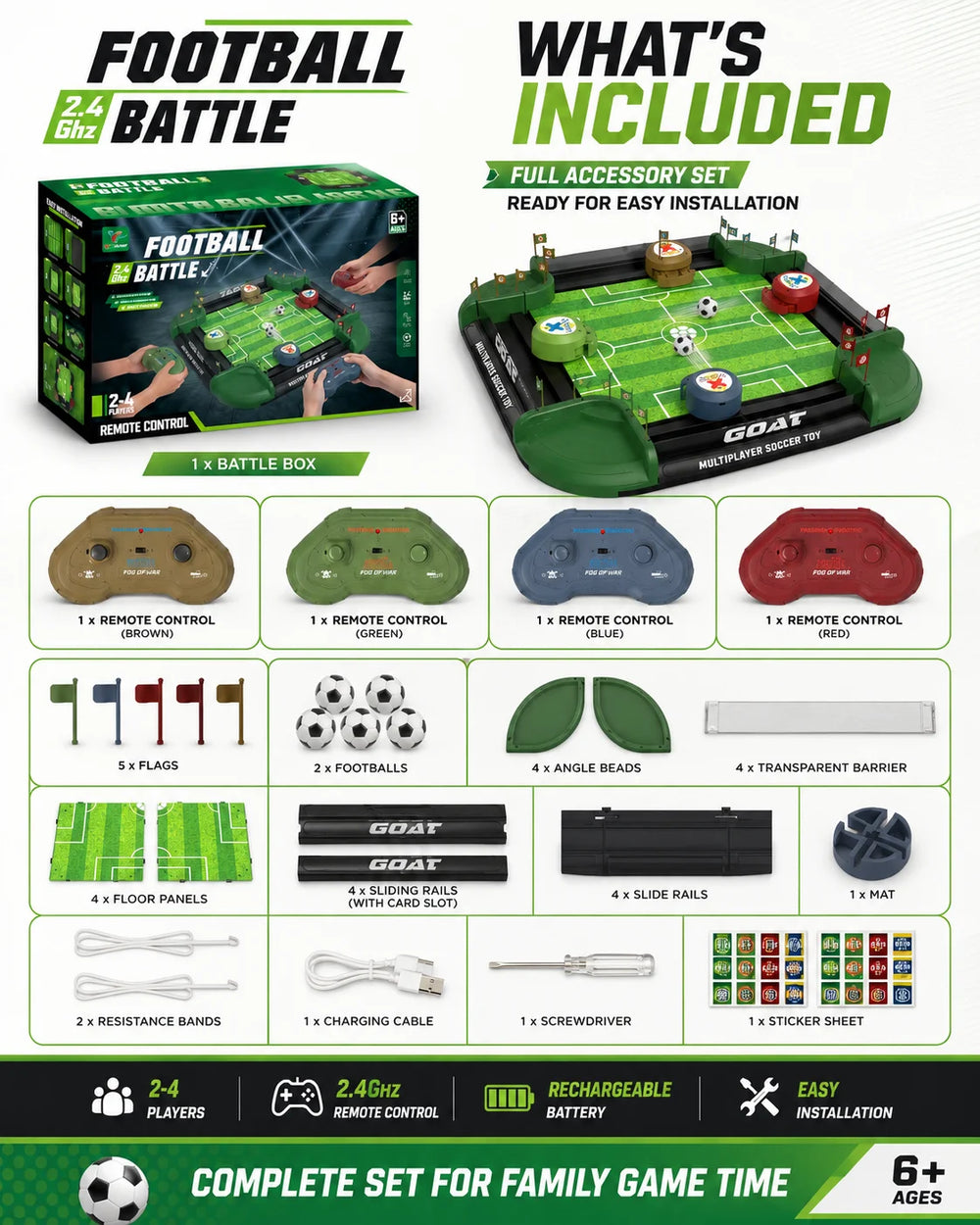 Football Battle Ground 4 RC Tabletop Soccer Game - Colorland Toys
