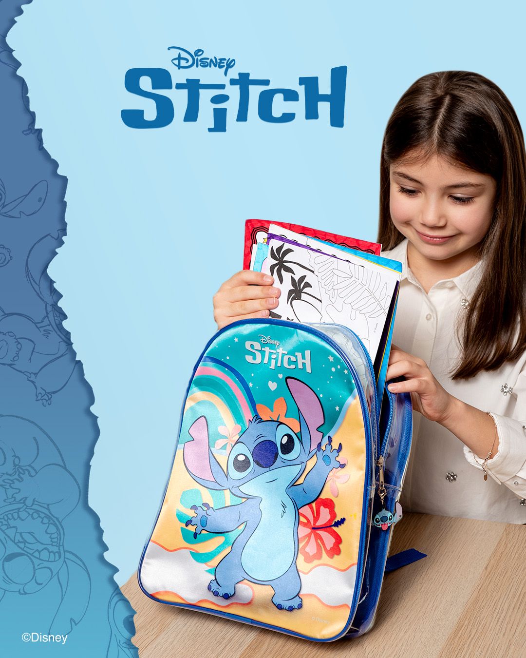 Stitch Colouring And Drawing Pop Up In A Backpack 110674 - Colorland Toys