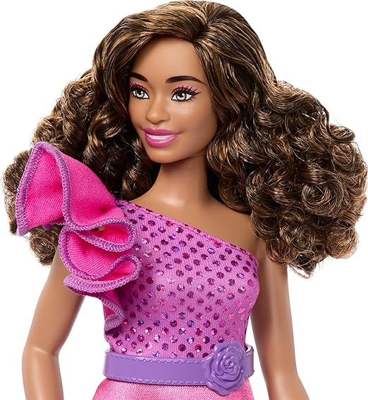 Barbie Fashionistas Doll With Brown Hair And Pink Sparkly Dress