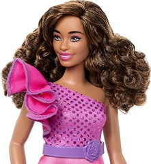 Barbie Fashionistas Doll With Brown Hair And Pink Sparkly Dress