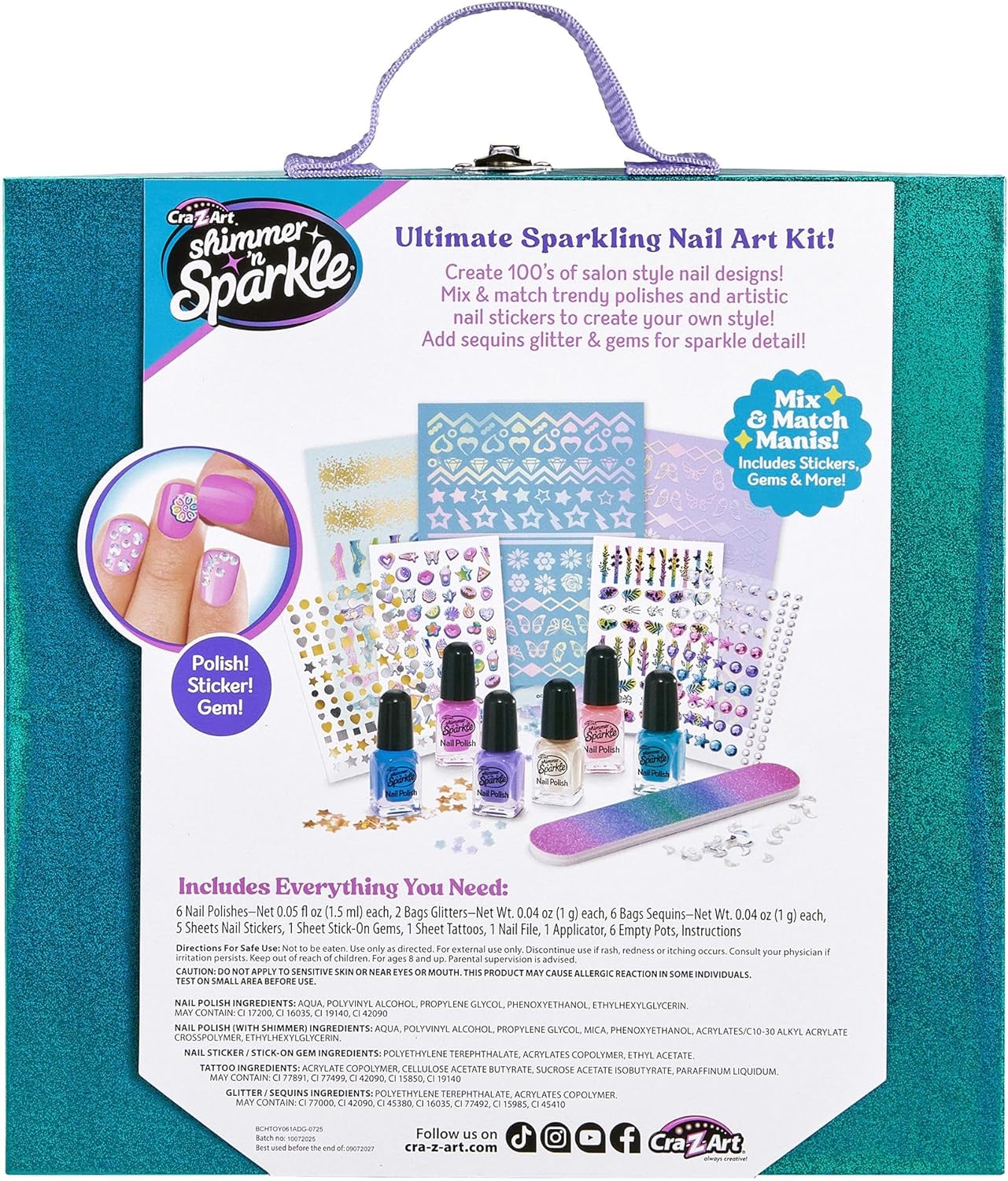 CraZArt Shimmer 'n Sparkle Jewel Nail Tint Designer SNS-65711 - Colorland Toys