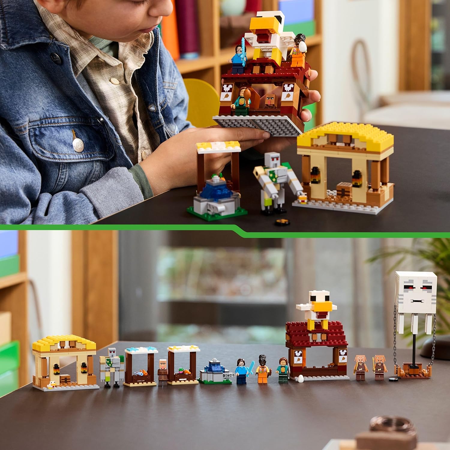 LEGO Minecraft The Ghast Balloon Village Attack Building Set – 21273, Steve’s House, Iron Golem & 4 Minifigures, 555 Pieces, Ages 10+ - Colorland Toys