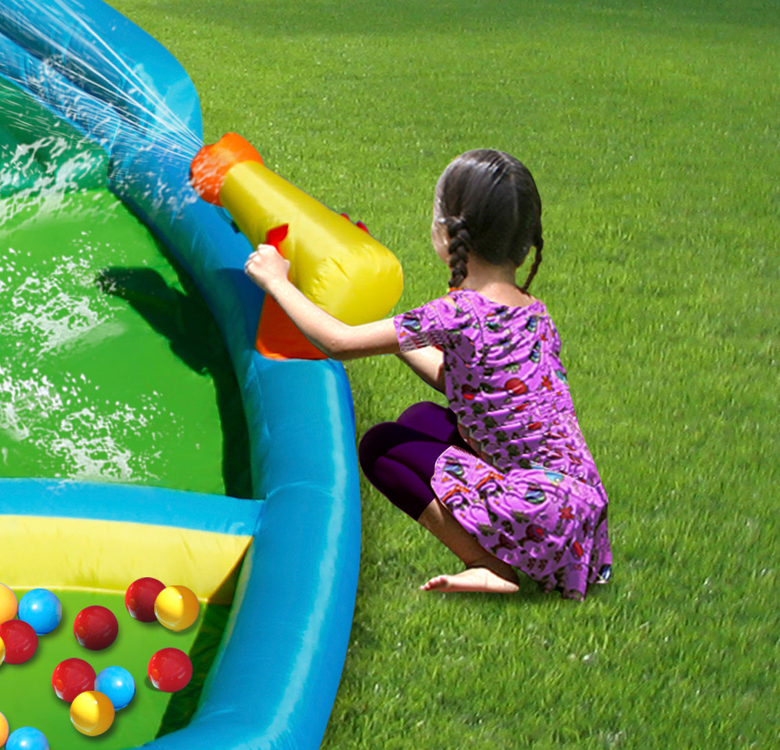 Happy Hop The Oasis 7-in-1 Water Park | Kids Inflatable Slide & Pool - Colorland Toys
