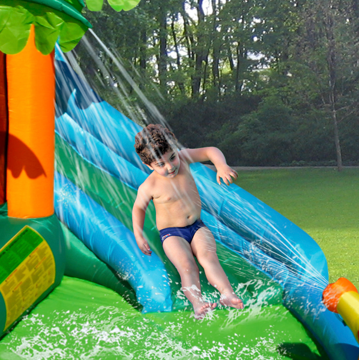 Happy Hop The Oasis 7-in-1 Water Park | Kids Inflatable Slide & Pool - Colorland Toys
