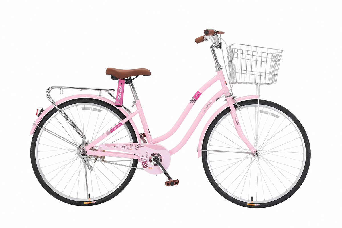 Veleon Bicycle With Basket 26 Inch Pink V-T602