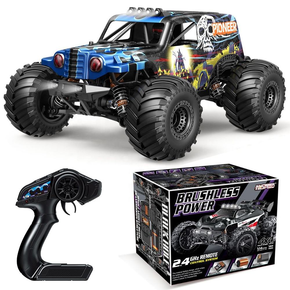 Polar Lights Brushless 4-WD Monster Truck RC Car Blue 1:14 Scale HS14412 - Colorland Toys