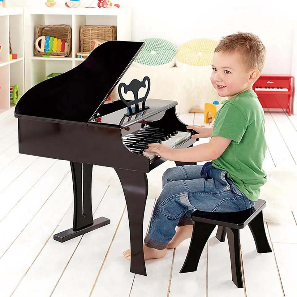 Hape 30-key Happy Wooden Grand Musical Piano Black - Colorland Toys