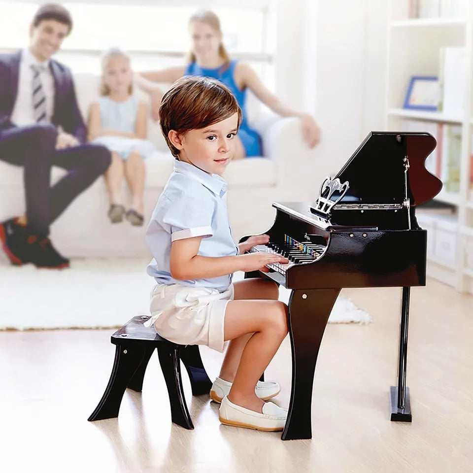 Hape 30-key Happy Wooden Grand Musical Piano Black - Colorland Toys