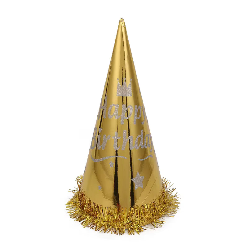 Party Paper Hats Golden Silver Color 24 Cm 6-Pcs 0830215 — image 1