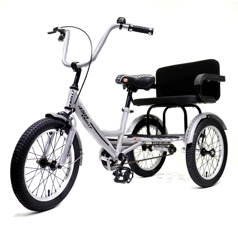 Knolly Three Wheels 16-Inch Double Seater Tricycle - Silver - Colorland Toys