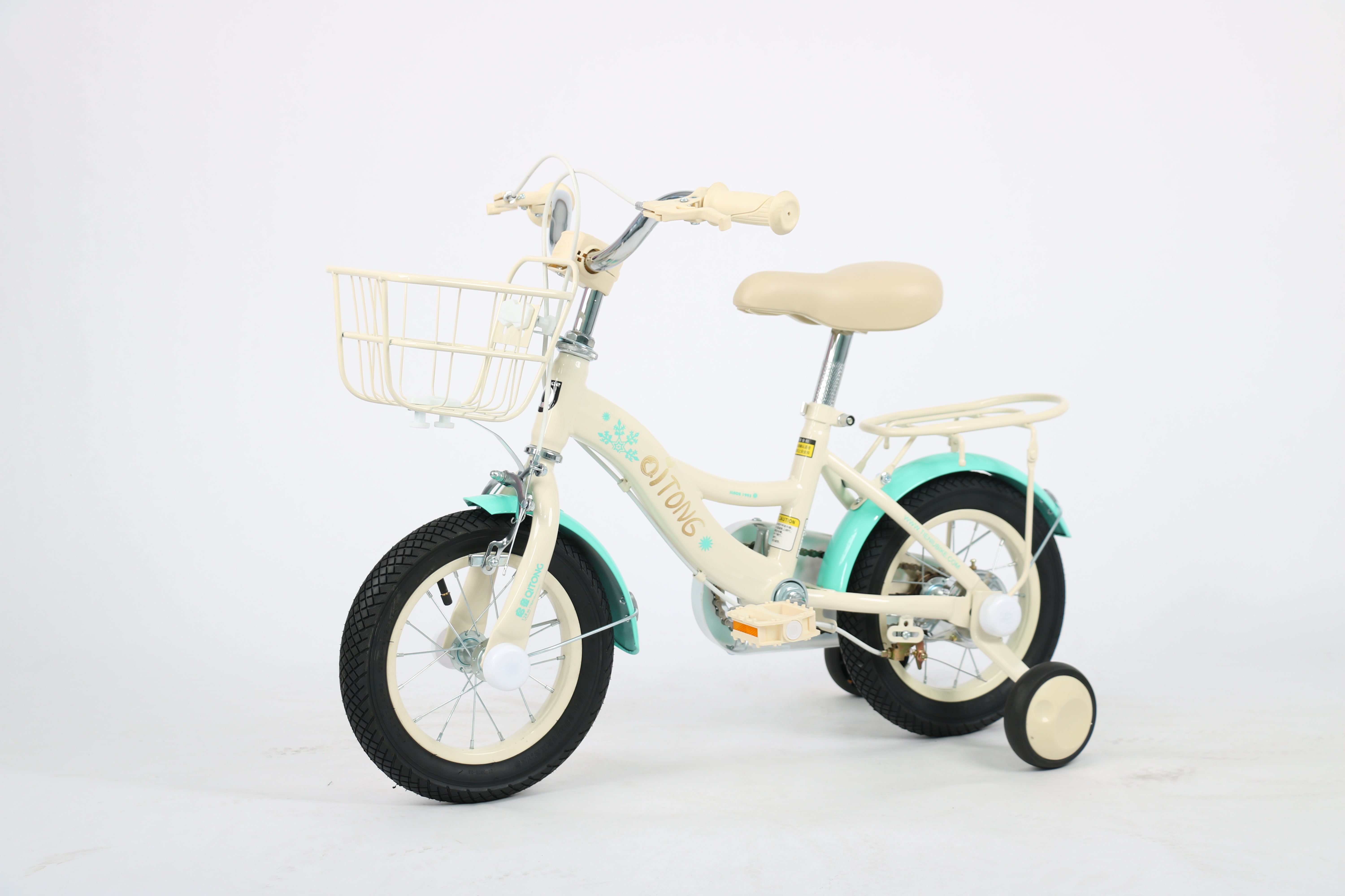 Qitong Bicycle With Basket 14 Inch Green TN-B06 14IN - Colorland Toys