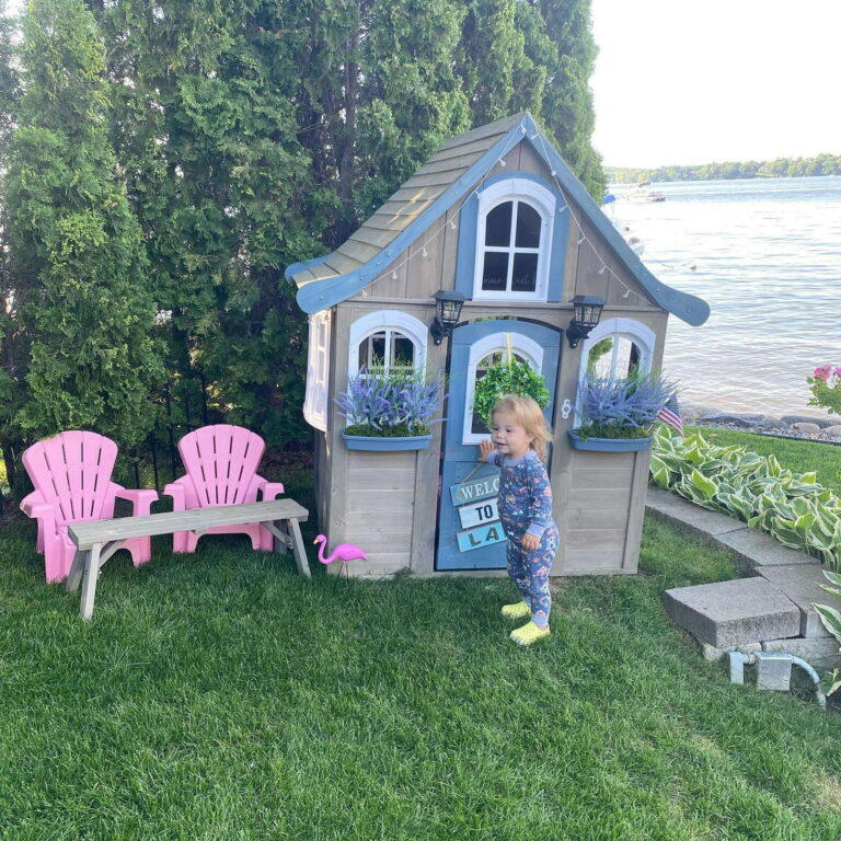 KidKraft Forestview II Wooden Outdoor Playhouse with Doorbell, Kitchen & Bench - Colorland Toys