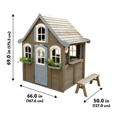 KidKraft Forestview II Wooden Outdoor Playhouse with Doorbell, Kitchen & Bench - Colorland Toys