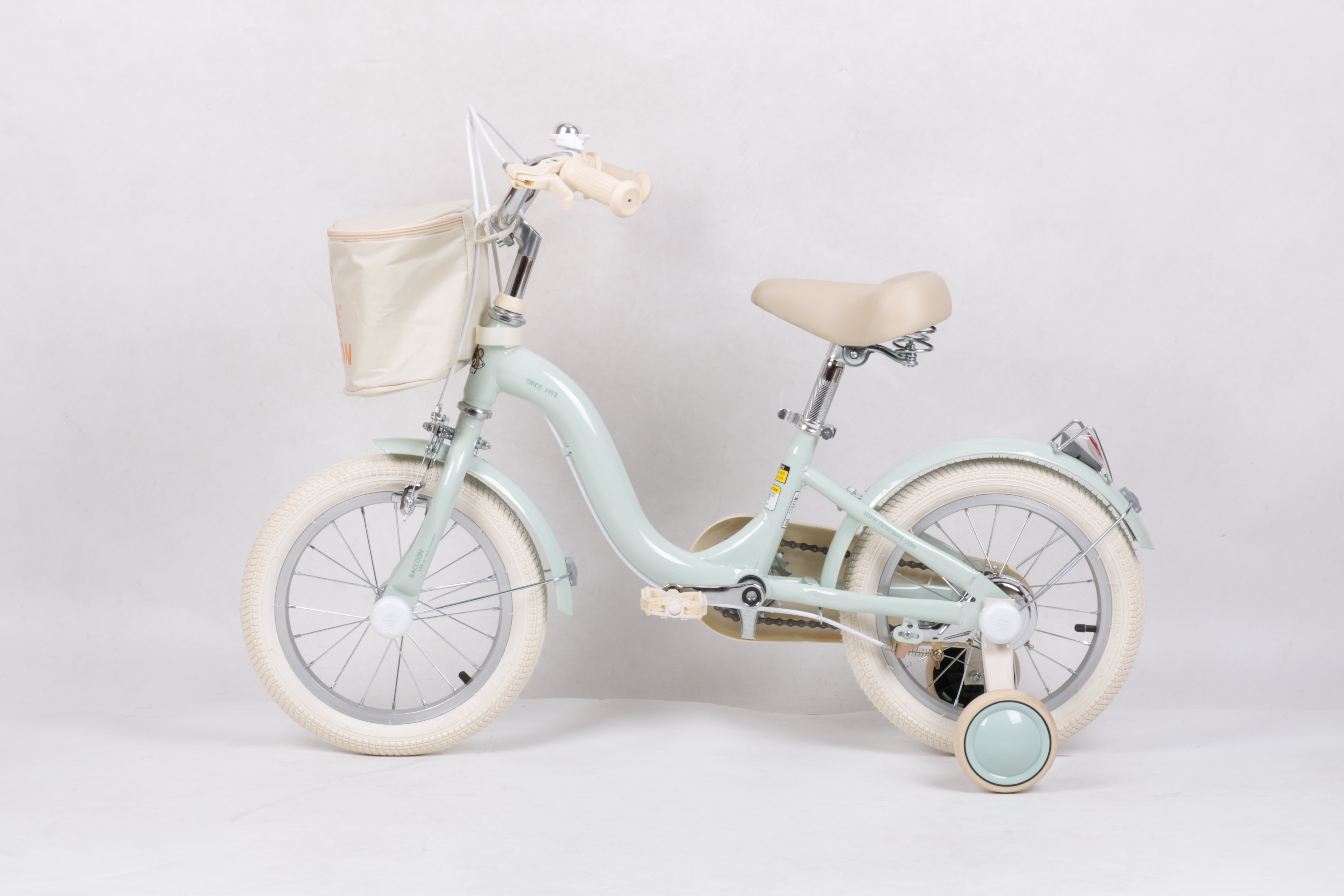 Raccoon Bicycle With Basket 14 Inch Green TN23R06 14IN - Colorland Toys