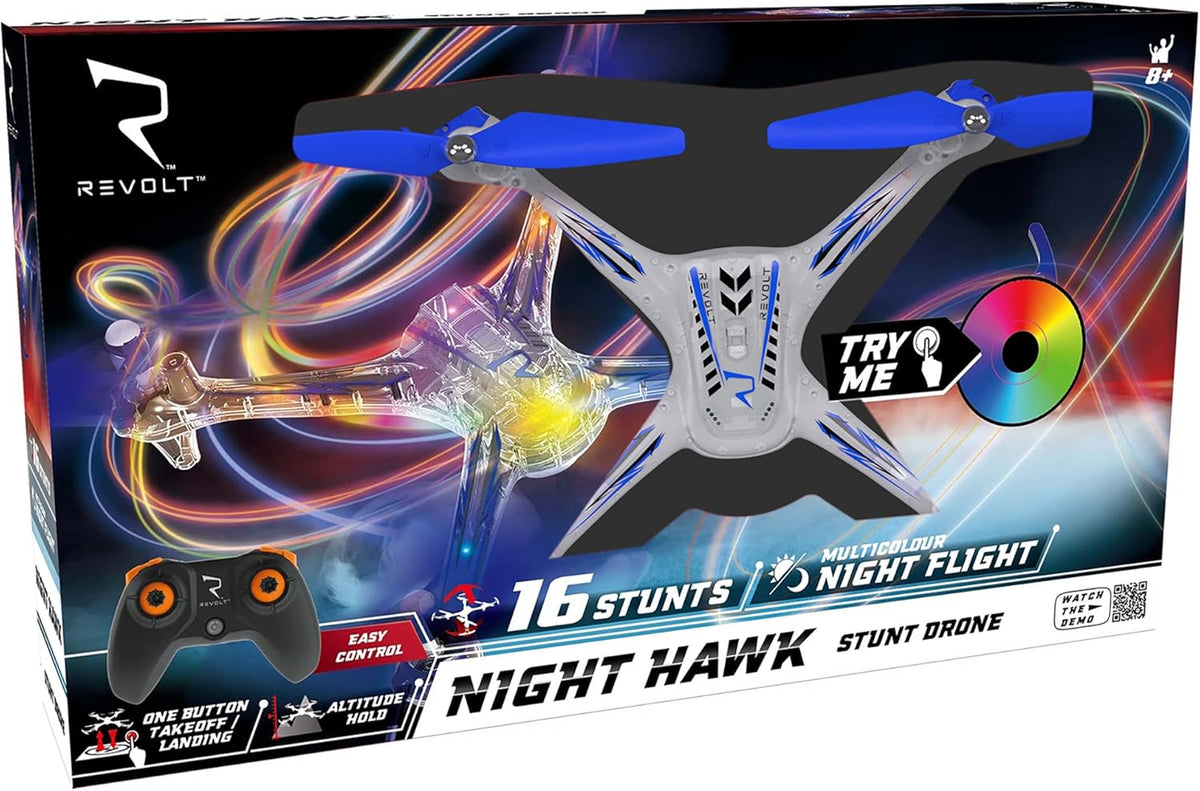 Sam Toys 4-Channel Auto Hover RC Stunt Drone-Blue/Orange X15T