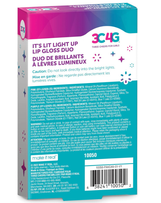 3C4G Graffiti Light Up Lip Gloss 2-Pack 10050 - Colorland Toys