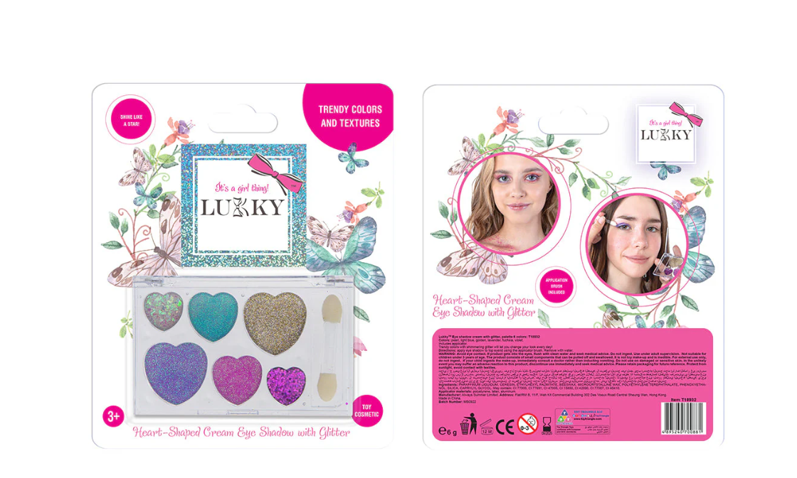 Lukky Eyeshadow Cream with Glitter Palette 6 Colors Heart LUK-T18932 - Colorland Toys