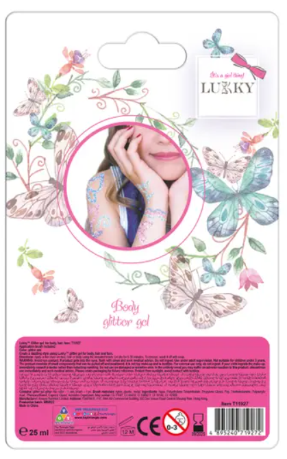 Lukky Body Glitter Gel with Brush - Pink 25ml LUK-T15395 - Colorland Toys