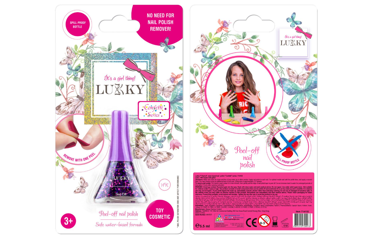 Lukky Peel-Off Nail Polish Confetti 15k - Purple Glitter 5.5ml LUK-T14132 - Colorland Toys