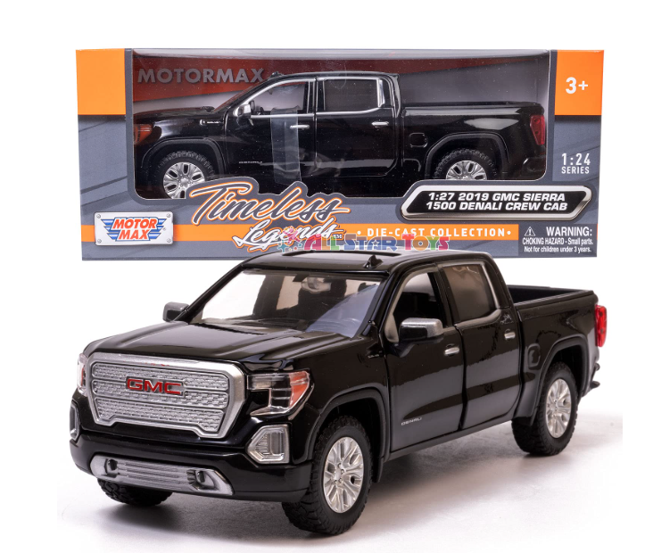 Motor Max 1:27 2019 GMC Sierra 1500 Denali Crew Cab Black 1:24 Series 79362 - Colorland Toys