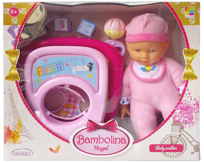 Bambolina Royal Baby Doll with Walker and Accessories 11-Inch BD1830/BAM128347