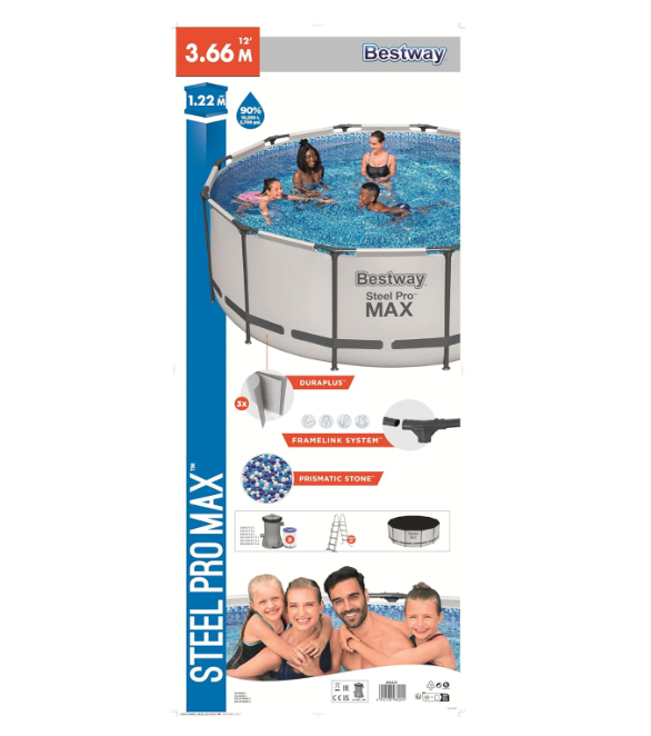 Bestway Steel Pro Max Round Frame Pool 3.66m x 1.22m 56420