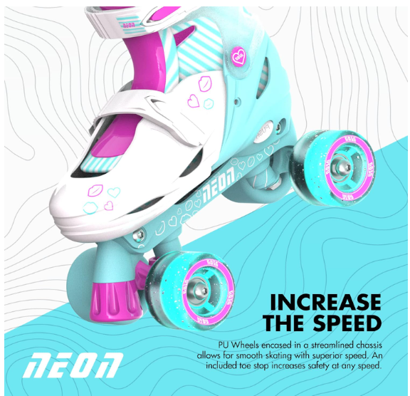 Yvolution Neon Combo Skates Size 12-2 Teal/Pink NT09T4