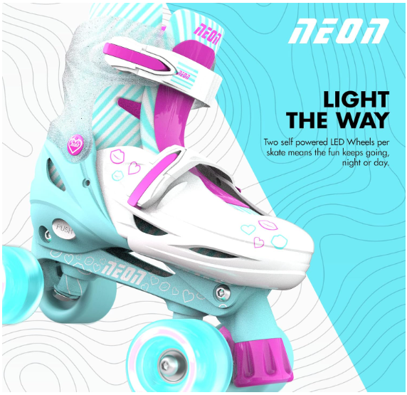 Yvolution Neon Combo Skates Size 12-2 Teal/Pink NT09T4