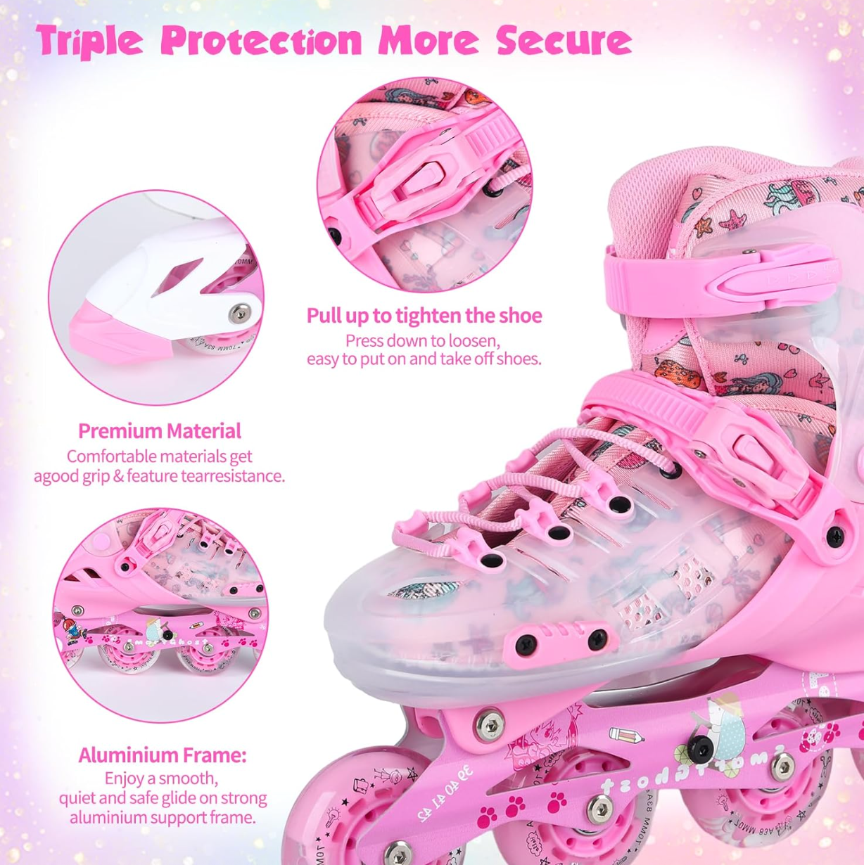 Skate Shoes Size 39-42 Pink Large