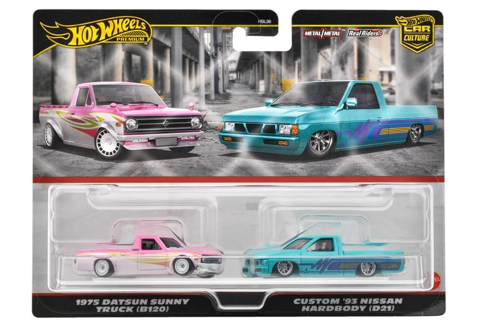 Hot Wheels Premium Car Culture Pack of 2 - Datsun Sunny Truck & Custom Nissan Hard Body HBL96/HRR78