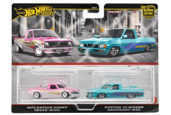Hot Wheels Premium Car Culture Pack of 2 - Datsun Sunny Truck & Custom Nissan Hard Body HBL96/HRR78