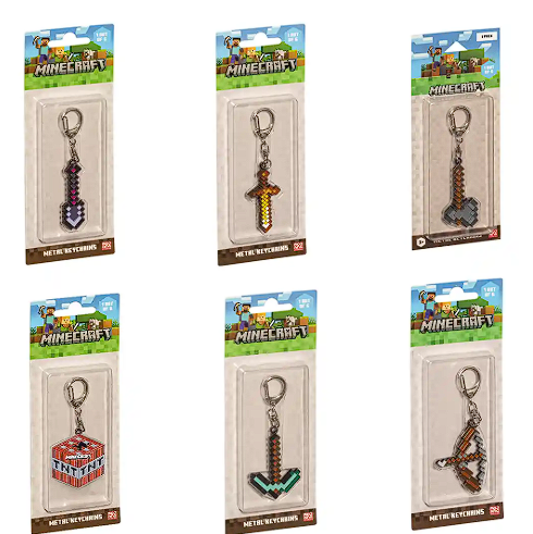 Minecraft Metal Keychains Asst MC6010