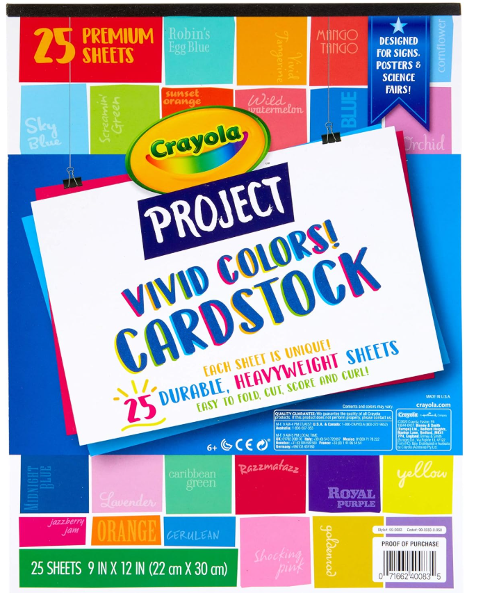 Crayola Project Cardstock Paper Pad Vivid Colors 25ct 99-0083