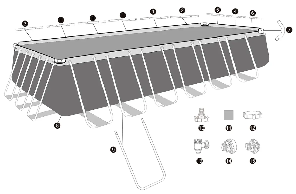 Bestway Apx365 Rectangular Pool 7.32mx3.66mx1.32m 561KG