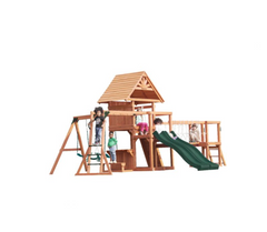 Mount Peak - Double Decker Everest Swing Set  & Playhouse with wooden roof MP76143 - Colorland Toys