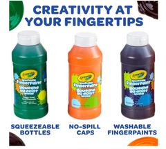 Crayola Washable Fingerpaints Bold Colors 3ct 8oz 55-1310