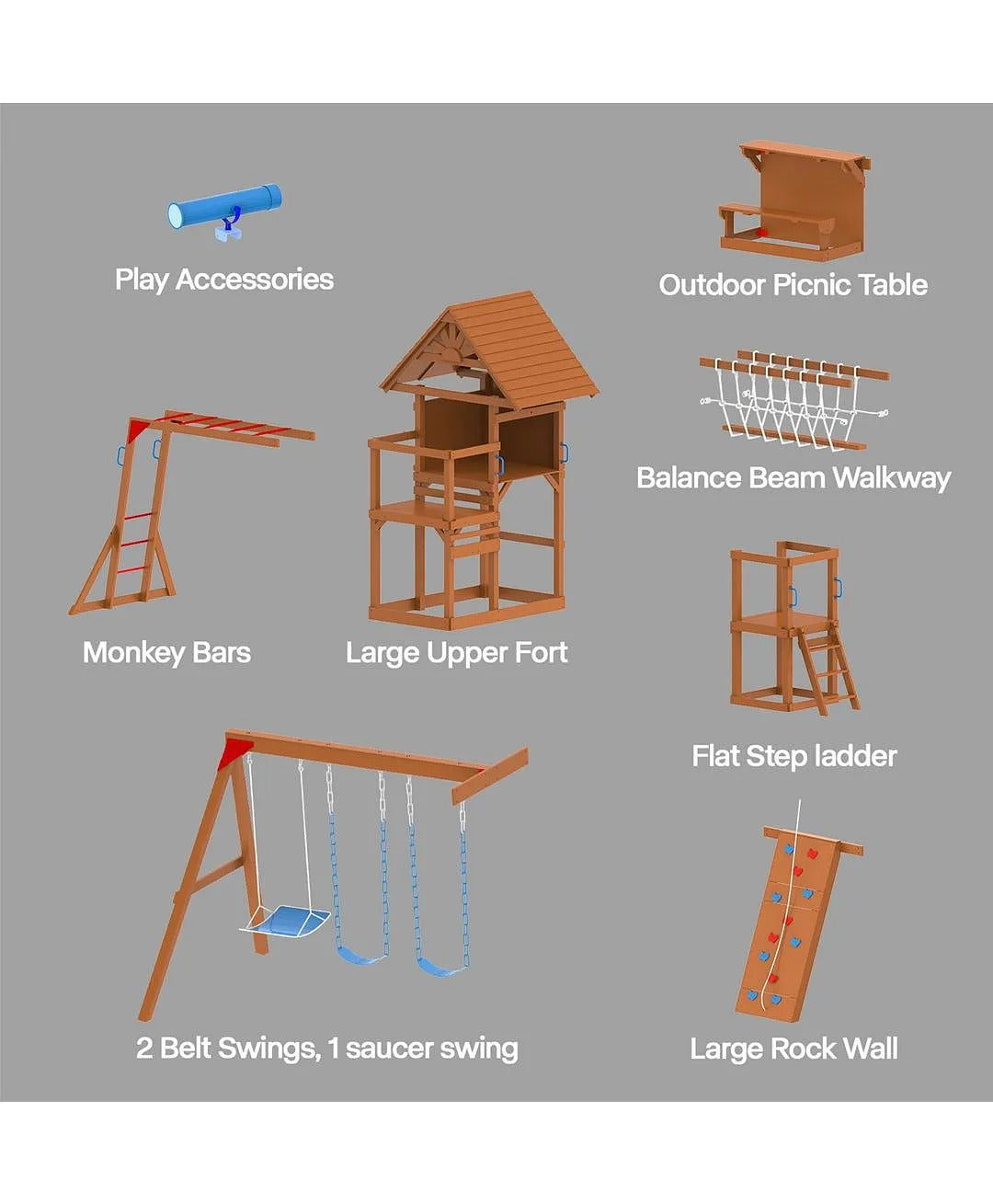 DYNAMIC SPORTS ARABIAN BIGHORN WOODEN SWING SET