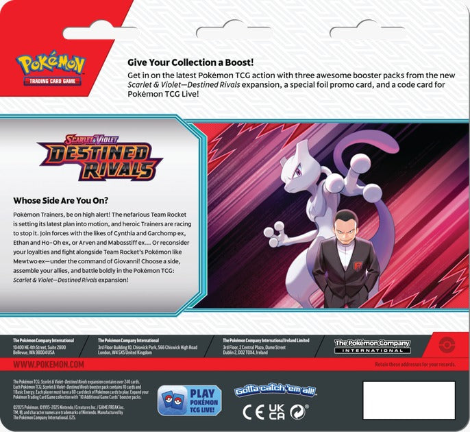 Pokemon TCG Scarlet & Violet Destined Rivals 3-Pack Blister 100-10633
