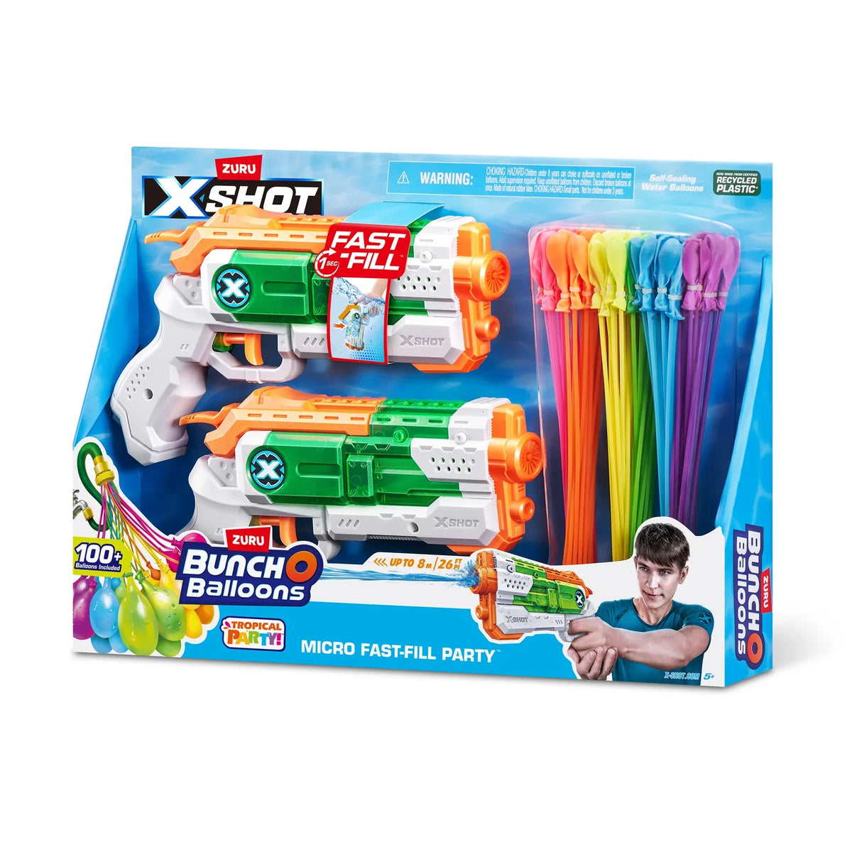 X-Shot Water Combo [2xMicro Fast Fill + 3xTropical Party BOB] XS-56601 - Colorland Toys