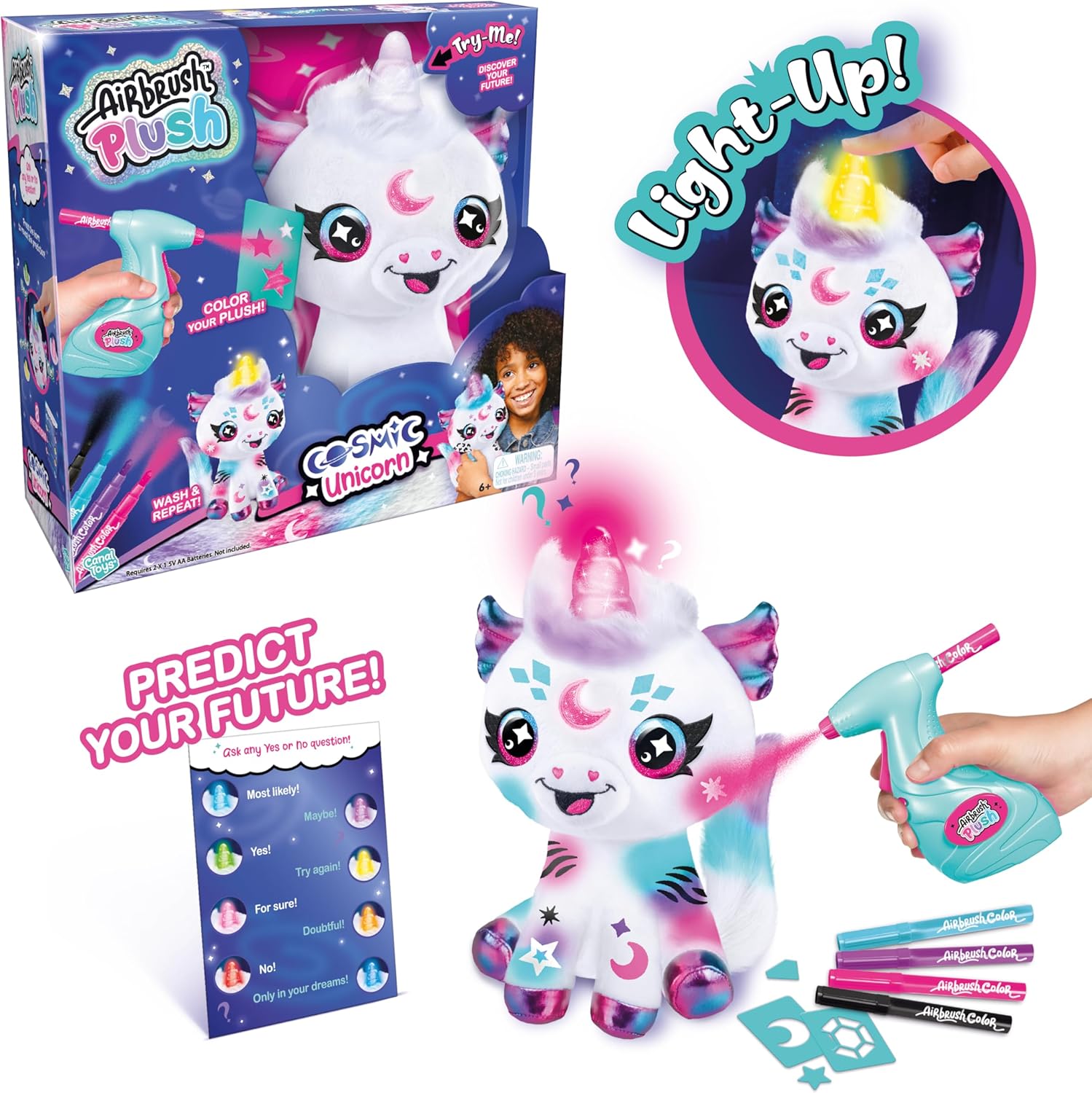 Airbrush Light Up Cosmic Cutie Unicorn Plush - Colorland Toys